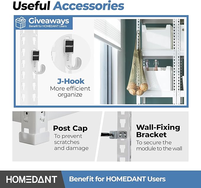 HOMEDANT 5 Tier Laminated White Boltless Metal Shelving Unit Adjustable Garage Storage Utility Rack Heavy Duty Shelves Organization Multipurpose Shelf Warehouse Pantry 28" W x 12.3" D x 59.5" H 2Pack