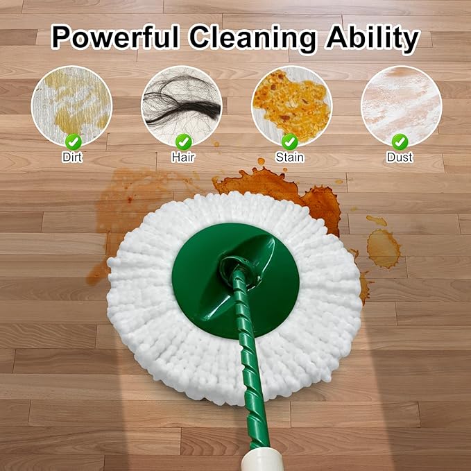 6 Pack Mop Head Replacement for Libman Tornado Spin Mop Reusable Microfiber Spin Mop Heads Refill for Libman Tornado Spin Mop System, Easy to Replace and Machine Washable (White, 6 Pack)
