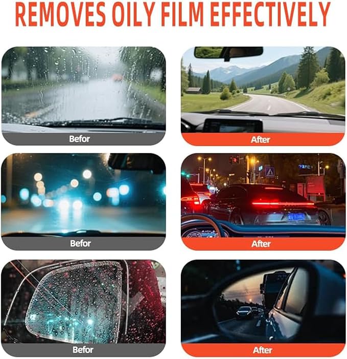 Q4 Glass Cleaner Guard, Multi‑surface Oil Film Cleaning Brush for Auto & Household 𝐆lass – Glass Cleaning Board, G𝐥ass Emulsion Cleaner, Q4 𝐆lass Guard, Oil Film Remover for Car Windshield (1pcs)