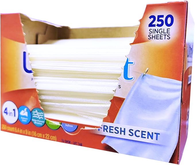 500 Premium 4 in 1 Laundry Dryer Sheets (6.4"x9") w/Easy-to-Dispense Box,Fabric Softener Fresh Scent Made in USA,Drive Clothes Ultra Soft,Reduce Static Cling,Help Prevent Wrinkles & Repel Pet Hair