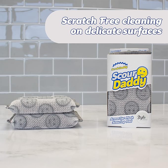 Scrub Daddy Scour Daddy Style, Scourers Non Scratch Scrubbing Sponge, Scouring Pads, Kitchen Sponges for Dishes, Dishwashing Pan Scrubber, Cleaning Supplies, Dish Sponges for Washing up, Pack of 2
