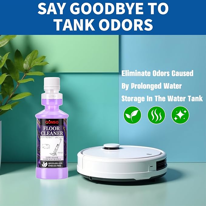 Low Foam Robot Vacuum Floor Cleaning Concentrate Solution Compatible for Roborock Q5 Max, Tineco, iFloor, 8.45 Fl Oz 250ml