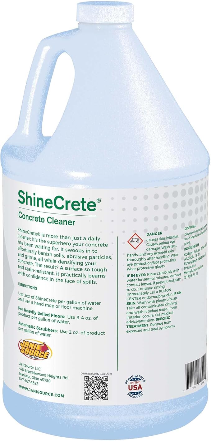 ShineCrete Concrete Cleaner & Protector, pH-Balanced Daily Maintenance for Polished Concrete Floors, Auto-Scrubber Safe, Light Apple Scent, 1 Gallon Concentrated
