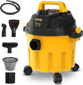 VEVOR 2.6 Gallon 2.5 Peak HP Wet and Dry Shop Vac， Portable Shop Vacuum and Blower 3-in-1 with Filter, Hose and Attachments for Home and Car Cleaning Black/Yellow