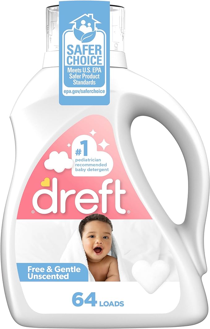 Dreft Liquid Laundry Detergent for Family, Unscented Laundry Detergent, 84 fl oz, 64 Loads