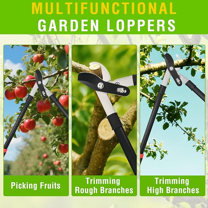 Yesker 29 Inch Loppers for Tree Trimming Heavy Duty Bypass Loppers Powerful Gear Action Sharp Steel Blade Tree Trimmer up to 1.5" Dia Cut Capacity Non-slip Handle Branch Cutter for Garden Maintenance