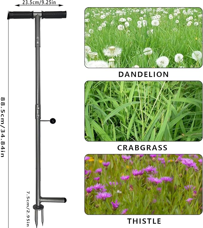 39"/42" Stand Up Weeder Hand Tool - Weed Puller Tool - Long Handle 3 Claws Manual Weeding Tool for Elderly & Gardeners - Stainless Steel Root Extractor Without Bending