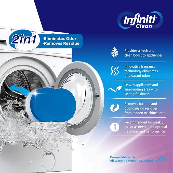 Washing Machine Cleaner Tablets 24 Pack - 16.9oz Washing Machine Cleaner Top Load, Septic Safe Washer Machine Cleaner Tablets, HE Washer Cleaner - 1 Year Supply