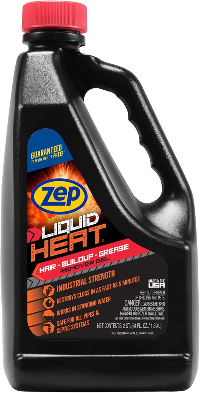 Zep Liquid Heat Hair and Grease Clog Dissolver Gel - 64 oz (Case of 6) ZULHG64 - Professional Strength Formula