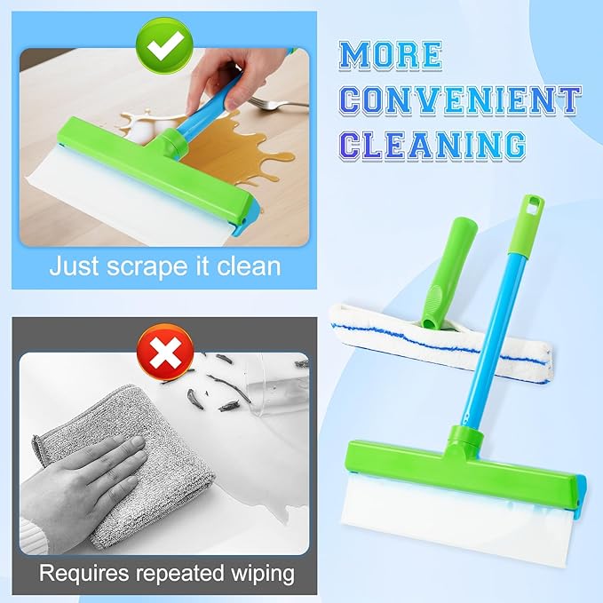 Alisanda Recyclable Silicone Window Squeegee Kit, Window Cleaning Kit, Multifunctional Window Squeegee, Glass Cleaning Tools with Silicone Squeegee & Microfiber Scrubber (Green)