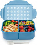 MISS BIG® Bento Box Adults–Portable Lunch Box with Compartments,Leak-Resistant Wheat Material Lunch Container for Meal Prep, Work, office,Picnic,Home - Microwave & Dishwasher Safe (1900ml Nile Blue)