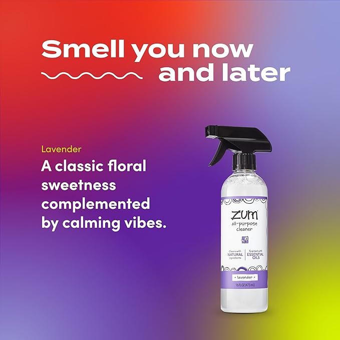 Zum by Indigo Wild All-Purpose Cleaner - Natural Multipurpose Cleaner Made with Essential Oils, Baking Soda & More - Lavender, 16 fl oz
