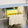 TAILI 4-in-1 Sponge Holder for Kitchen Sink with Strong Suction Cup Removable, Rustproof Stainless Steel Sink Caddy for Sponge, Brush, Scrubber, Scraper -Gold