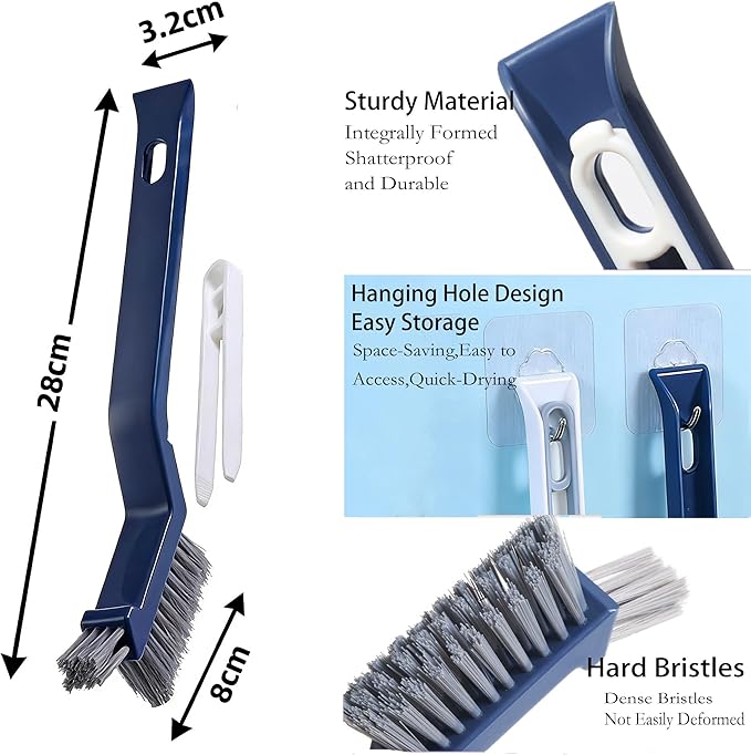 Crevice Cleaning Brush,2 Pack Multi-Purpose Hard Bristle Brushes for Deep Cleaning Kitchen, Bathroom, Grout, Sink, Cup, Teapot, Bottle, Blender, Corners, Tight Spaces