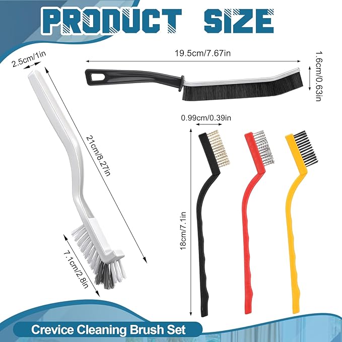 11 Pcs Cleaning Brush Set with Squeegee Crevice Gap Brushes Handheld Scrub Brush and Hard Bristle Detail Brushes Multi-Purpose Household Cleaning Tools for Kitchen Bathroom Sink Grout Window