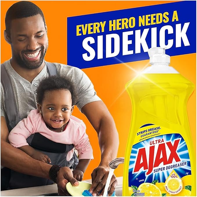 Ajax 44673 Dish Detergent Lemon Scent 28 oz Bottle 9/Carton