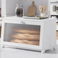 Kitsure Bread Box - Wooden Bread Box for Kitchen Countertop, Large Capacity Kitchen Countertop Organizer, Stylish Bread Storage with Window, Multi-functional Container, White, 15.0"x8.3"x9.1" (1T)