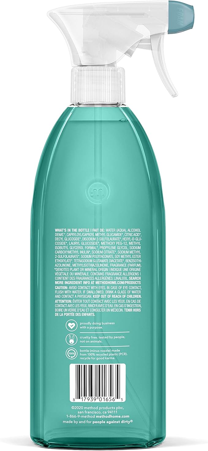 Method Foaming Tub + Tile Cleaner, Cleans Mold + Mildew Stains, Eucalyptus Mint Scent, 28 Fl Oz (Pack of 8)