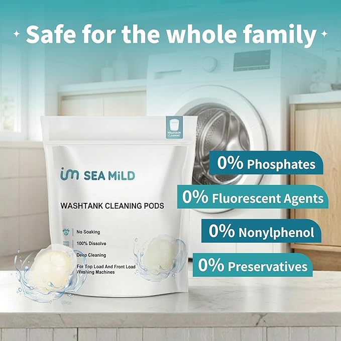 washing machine cleaner,washtank cleaning pods,washing machine cleaning tablets,washer cleaner,splash spotless,deodorizes,removes grime,compatible with he, top & front load,unscented,6 Count