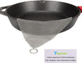 Cast Iron Cleaner and Chainmail Skillet Scrubber - 8''x6'' Upgraded 3.8mm Small Ring, 316L Stainless Steel Fine Rings - Durable Scraper for Skillets, Pans, Griddles & Containers