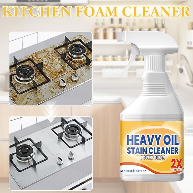 2Pcs Kitchen Heavy Oil Cleaner Spray, 2026 New All Purpose Kitchens Heavy Oil Cleaning Agent,Multipurpose Kitchen Cleaner, Heavy Duty Degreaser Cleaner Spray for Countertops, Ovens and Appliances