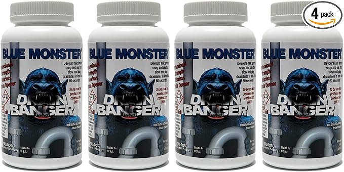 Set of 4 Blue Monster Drain Banger Drain Cleaner