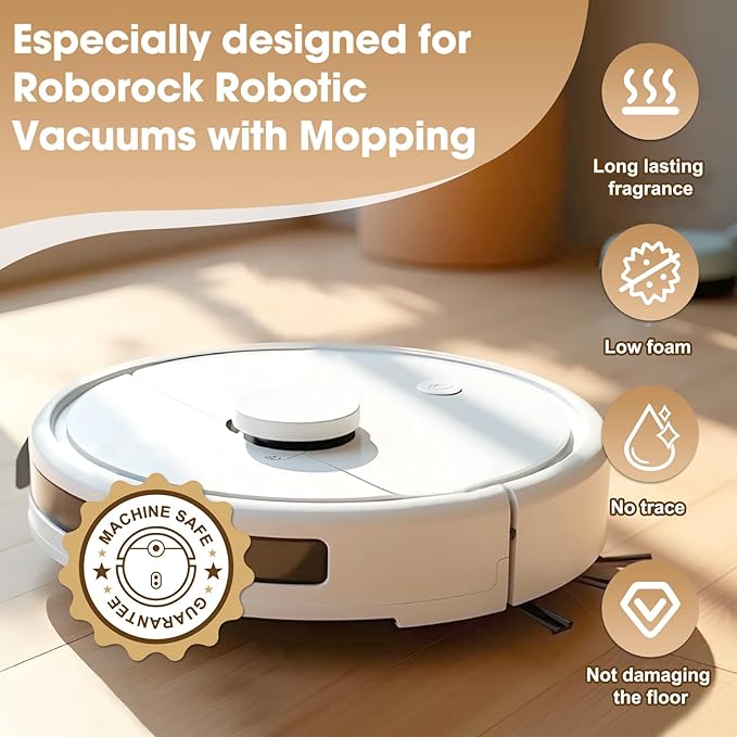 Floor Cleaning Solution, 82 Fl Oz, Compatible with All Roborock Mopping Robots (S7, S8, Qrevo, Q7, Q8 series), Deep Streak Cleans for Multiple Hard Floors, Low-Foam Delivers Clog Free