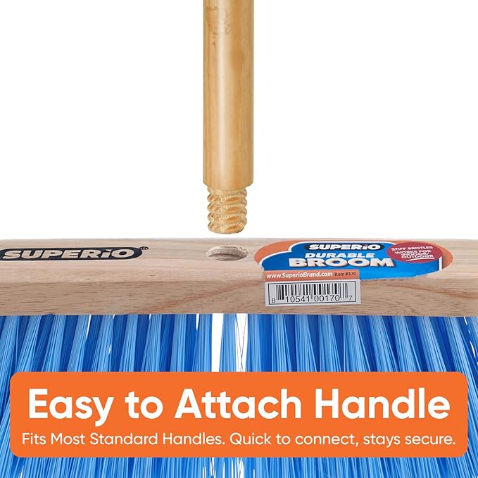 Superio Blue Synthetic Broom Head Refill - 12 Inch, Hard Floor, Kitchen & Home Broom