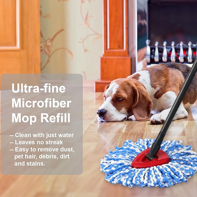 【3-Pack】Cedar Mop Head, Perfect Fit for O Cedar Rinse Clean Mop Replace Head, 2 Ultra-Absorbent Microfiber Mop Refills with 1 Base for Floor & Wall Cleaning