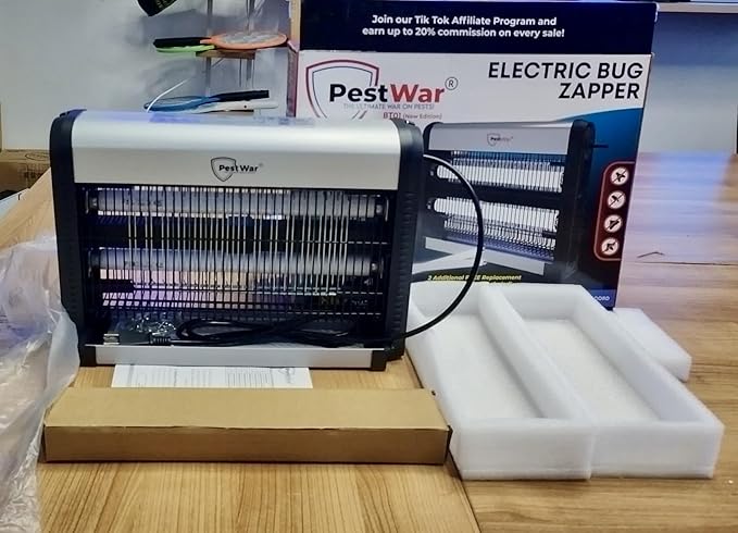 Advanced 2-in-1 Indoor Bug Zapper, Powerful 3500V Flying Insect Zapper, Built-in Bait Tray, Uses 2-in-1 Methods to Attract & Zap Fruit Flies, Mosquitoes, Flies, Gnats, Moths, & More. - 2 Free Bulbs