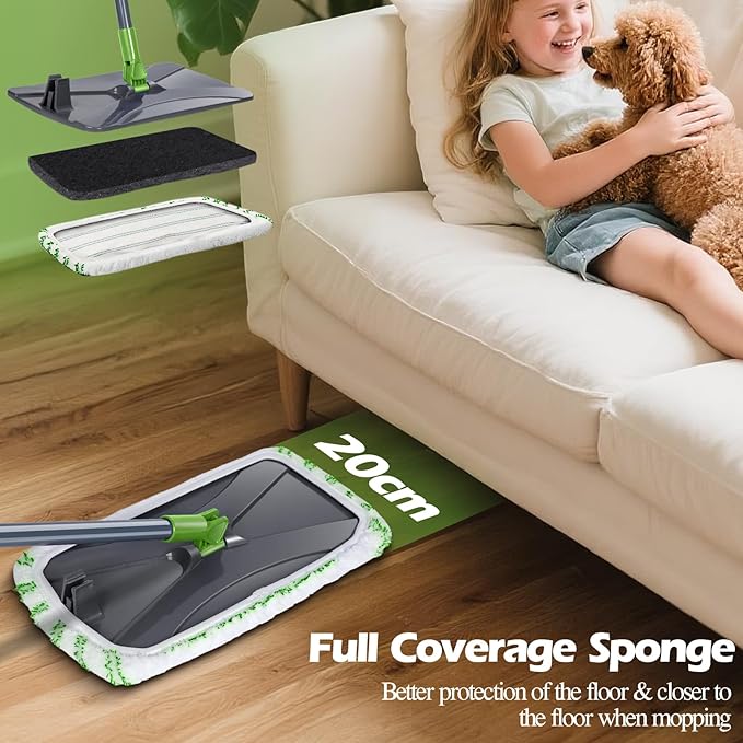 MASTERTOP Dust Mop for Hardwood Floors, Extra Large Microfiber Flat Mop with 5 Wet & Dry Reusable Pads, Hardwood Mops with Telescopic Handle for Laminate, Tile, Vinyl