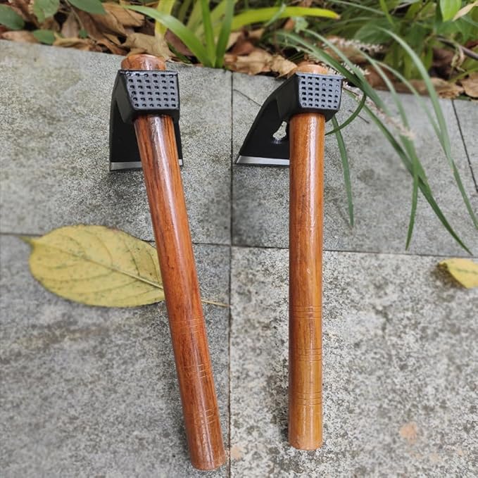 Garden Hoe Tool Small Action Hoe, Loosening Soil and Weeding,Knockable and Removable Nails,Hand Long Handle Weed Garden Tool,Digging and Rooting (5.90in×2.55in,1.47lb)