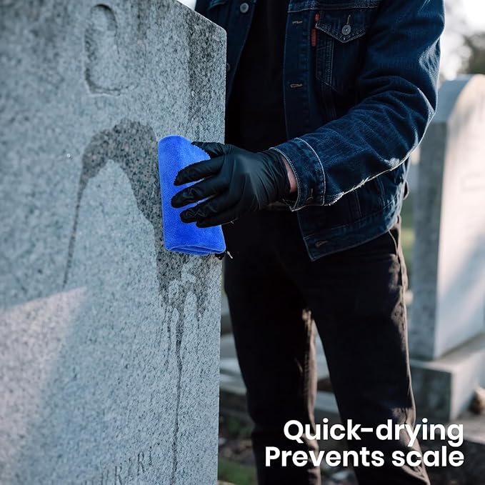 Headstone Cleaner Kit for Grave Cleaning, Cemetery Granite Gravestone Cleaner Tools, Tombstone Grave Cleaning Kit with Wooden Brush, Bristle Crevice Brush, Towel, Sponge, Scraper, Gloves