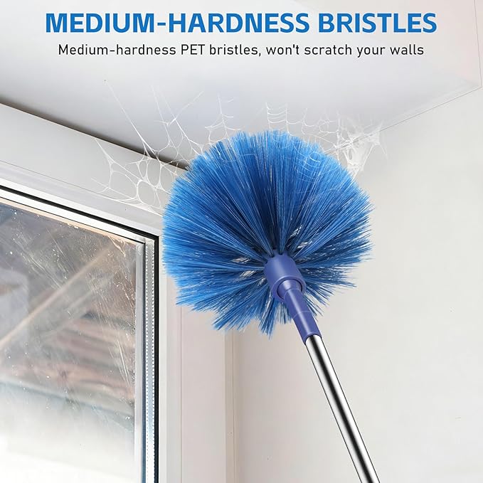 SetSail Cobweb Duster with Extension Pole, Retractable Dusters for Cobweb Cleaning 81-inch Long Handle Ceiling Fan Spider Web Brush for Outdoor Indoor High Ceilings