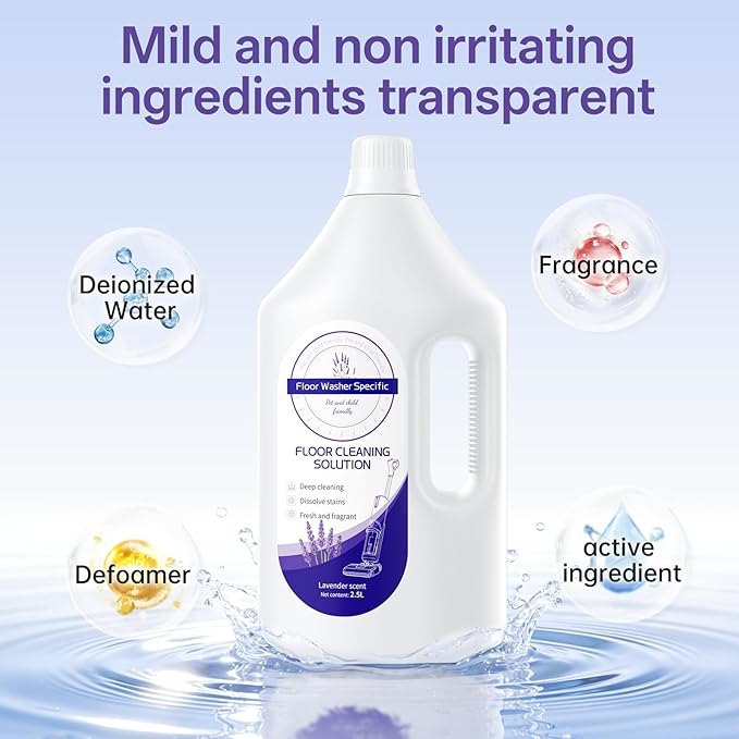 Floor Cleaning Solution Compatible With Tineco/Bissell/Dreame And Shark, Fragrance Deodorization, Deep Cleans for Multiple Hard Floors, Suitable With Cordless Wet/Dry (【Lavender】, 2.51 Liter)