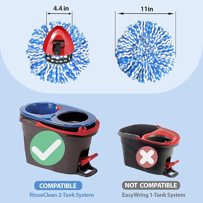 Mop Head Replacement, Microfiber, Easy to Replace, Include 3pcs Mop Replace Heads, 1 Extra Mop Replacement Base, 313