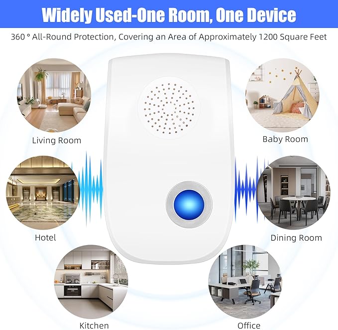 Ultrasonic Pest Repeller, 8 Pack Rodent Repellent Plug in Mice Repellent Indoor, Pest Defense Plug in Device, Bye Critter Sonic Pest Control for Mice Rat Roach Cockroach Spider Bug Insect
