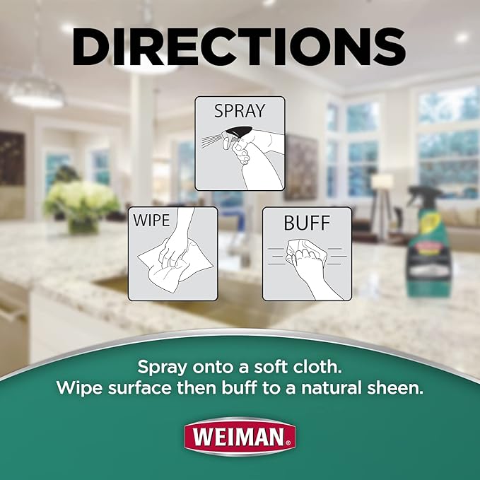 Weiman Disinfecting Granite Daily Clean & Shine Refill, 64 Oz - Safely Clean Disinfect and Shine Granite Marble Soapstone Quartz Quartzite Slate Limestone Corian Laminate Tile Countertop (Pack of 2)