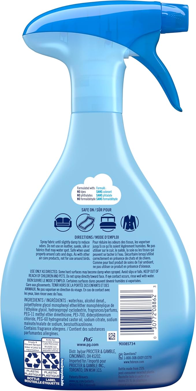 Febreze Fabric Spray Air Freshener, Odor-Fighting Fabric Refresher, Sneaker Balls Alternative, Couch Cleaner, Linen Spray, Multi-Use, Extra Strength Scent, 23.6 fl oz (Pack of 2)