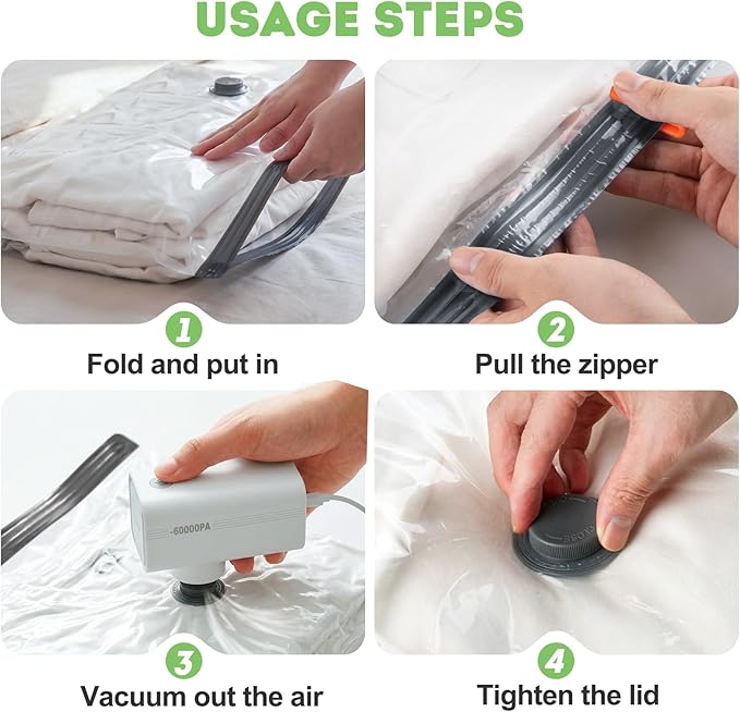 Mapambo Vacuum Storage Bags with -60000Pa USB Pump, 18 Pack Vacuum Seal Bags for Clothing Travel in 3 Sizes, Travel Vacuum Bags with Pump, Saving up to 80% of Luggage Space (18 Combo Size)