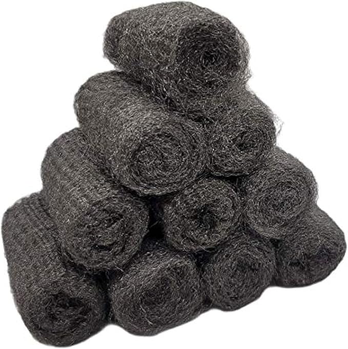 Handy Housewares 10pc Steel Wool Kitchen Scouring Pads Set - Great for Cleaning Dishes Pots Pans (1 Set (10 Pads))