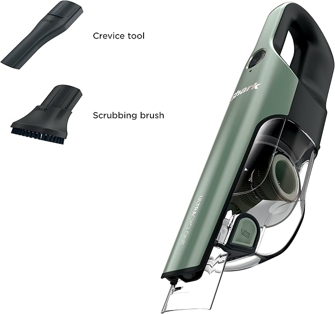 Shark UltraCyclone Pro Cordless Handheld Vacuum, Powerful Suction, Handheld Vacuum for Car & Home, Crevice Tool, Scrubbing Brush, Lightweight, XL Dust Cup, Black/Green, CH901