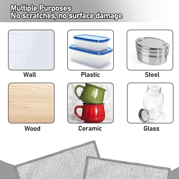 XANGNIER 10 Pcs Multipurpose Wire Dishwashing Rags for Wet and Dry,2024 New Multifunctional Non-Scratch Wire Dishcloth,Wire Cleaning Cloth,Non Scratching Metal Wire Rag for Kitchen,Counter,Dishes,Sink