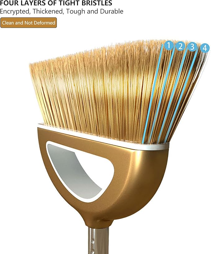 Long Handled Broom and Dustpan Set, 88cm Indoor Broom with Dustpan Combo Set, Durable & Versatile, Long Handle with Upright Stand for Home, Office, School Accessory for Kitchen, Dorms, Bathroom