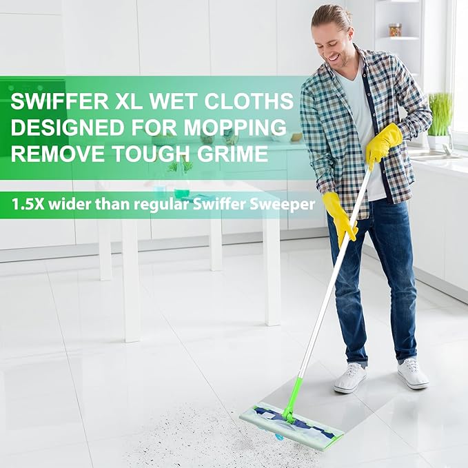 40 Count XL Wet Mopping Cloths for Swiffer Sweeper XL Mop - Disposable X-Large Wet Pad Refills - Multi-Surface Wet Wipes Mopping Pads Refill for Floor Cleaning.（Only Pads, not Including mop）