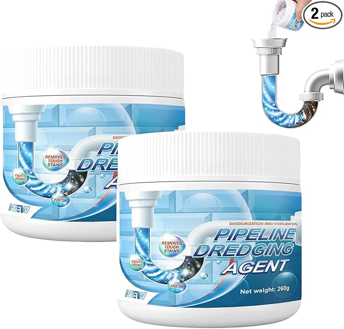 2Pcs Powerful Drain Opener, Pipeline Dredging Agent, New Sink Drain Cleaner, Wild Tornado Pipe Dredge, Upgrade Pipes Cleaning Tool for Kitchen & Bathroom Quick Cleaning, Fast Acting Toilet Unclogger