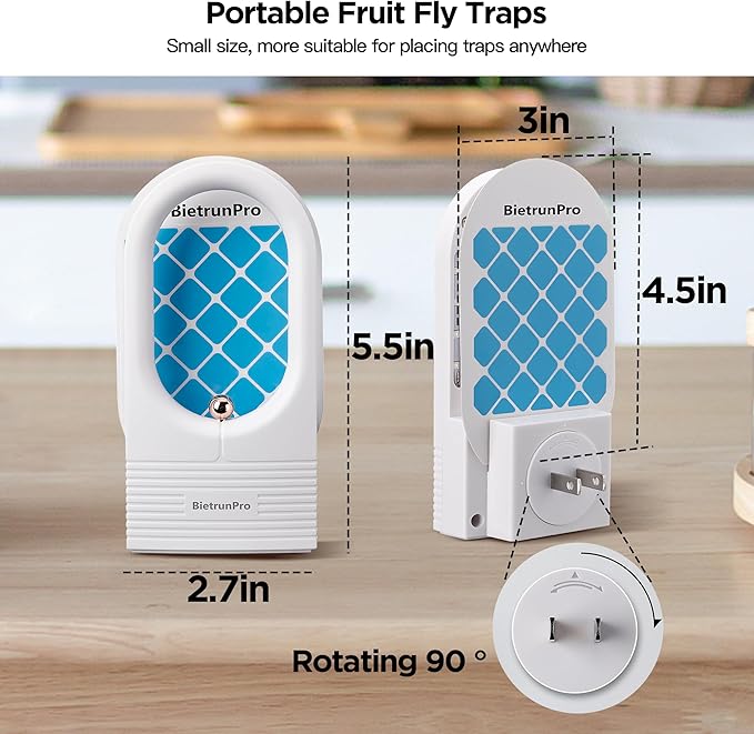 Fruit Fly Traps/Gnat Traps for Indoors, UV＆Blue Light Plug-in Gnats Killer Bug Trap, NAT Killer, Flying Insect Catcher Trap for Fruit Flies, Moths, Mosquitoes, Fungus, Get Rid of Gnat Infestation
