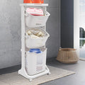 GOSHET Laundry Basket, 3 Tier Sorter Clothes Storage Hampe Organizer Shelf Rolling Cart With 4 Wheels 55.12lbs Load White For Kitchens, Bathrooms, Bedrooms, Dormitories, Classrooms, Laundry Rooms