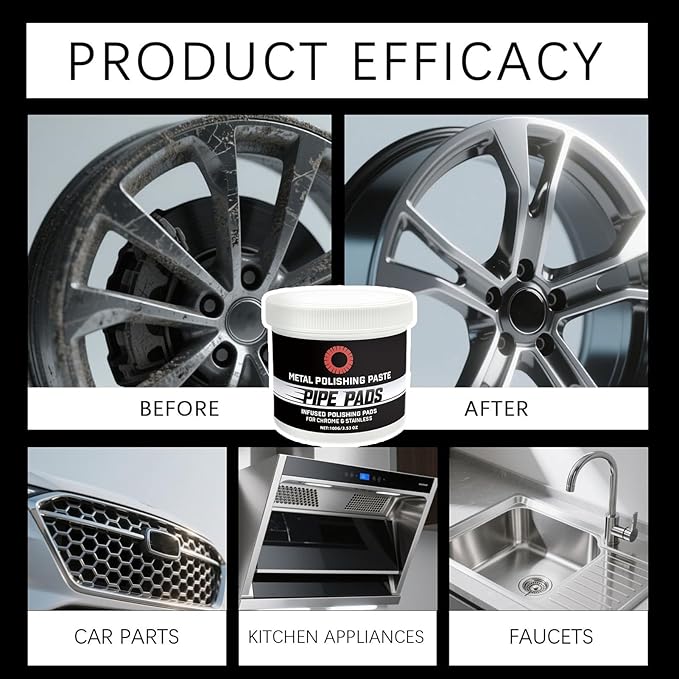 Metal Polishing Paste Pipe Infused Polishing Pads Chrome Stainless Steel Aluminum Cars Paste Protectant Scratch Remover Metal Care Kit Tarnish And Oxidation Remover