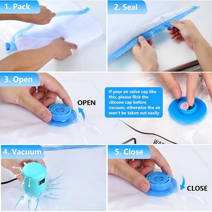 Electric Pump for Vacuum Storage Bags, 55W 5000PA Portable Travel Vacuum Pump for Storage Bags
